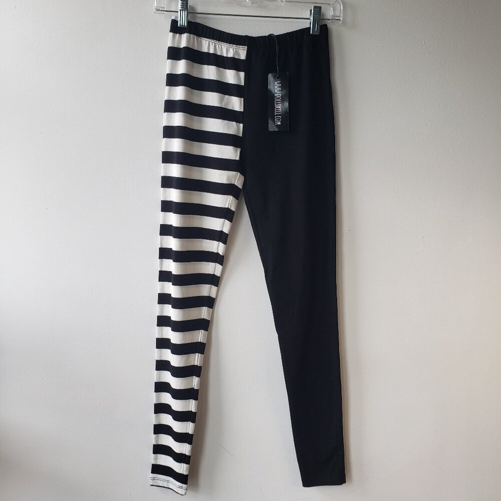 Frankie Monster High Dolls Kill Current Mood Black + White Stripe Legging Tights